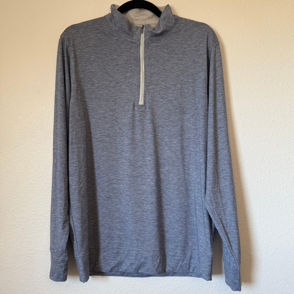 Collars & Co Men Quarter Zip Pullover Blue Heather DriRelease Lyocell Medium NWT